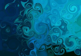 Fototapeta na wymiar Abstract turquoise blue liquid marble swirling texture background or wallpaper.