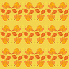 Seamless vector pattern with yellow and orange leaves