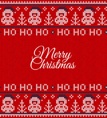 Ugly sweater Christmas party border. Knitted background pattern scandinavian ornaments.