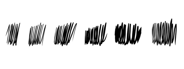 Black ink stroke with marker, set of abstract spot hatching, vector illustration