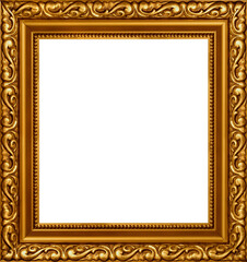 Fototapeta premium Gold plated empty decorative ornament frame isolated
