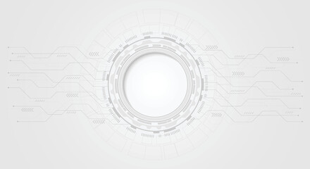 Grey white Abstract technology background with various technology elements Hi-tech communication.