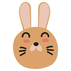 Rabbit Face Mood.  A Present of Face Smile. Cute Wildlife Animal Character Vector Illustration.