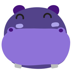 Hippopotamus face mood. A present of Face Smile. Cute Wildlife Animal Character Vector Illustration.