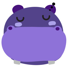 Hippopotamus face mood. A present of Face  Sleep. Cute Wildlife Animal Character Vector Illustration.