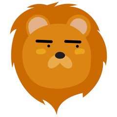 Lion face mood. A present of Face Glance. Cute Wildlife Animal Character Vector Illustration.
