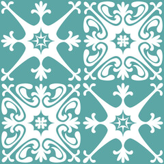 Azulejo seamless pattern stylish trendy ceramic tile design element for kitchen backsplash, vector illustration