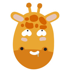 Giraffe face mood. A present of Face Obscene. Cute Wildlife Animal Character Vector Illustration.