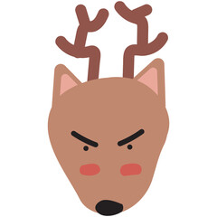 Dear face mood. A present of Face Angry. Cute Wildlife Animal Character Vector Illustration.