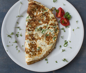Egg white omelette isolated on a white plate