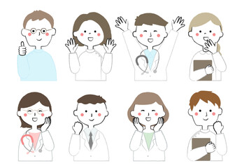 医療従事者のアイコン 喜ぶ　嬉しい　幸せ