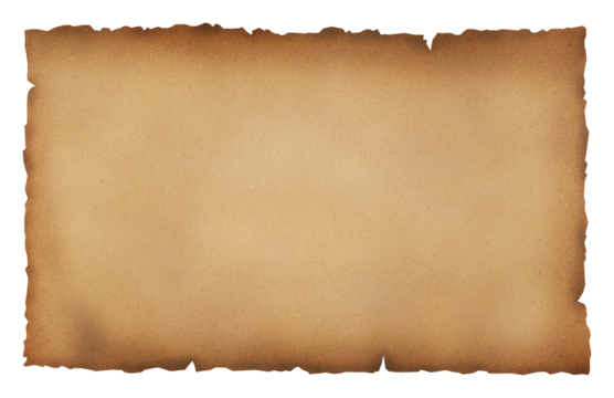 blank vintage treasure map parchment isolated on transparent background, extracted,