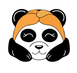 Cute Panda cartoon wearing a headband illustration.