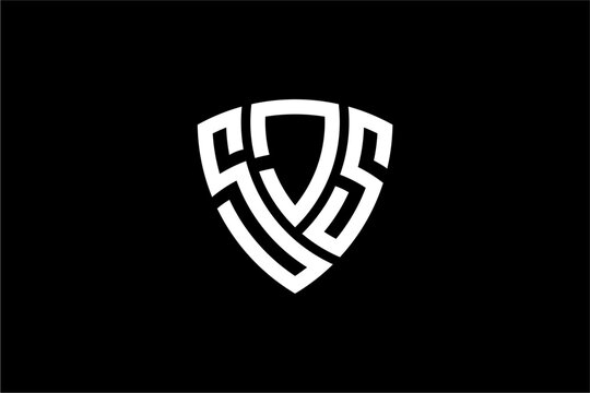SJS creative letter shield logo design vector icon illustration