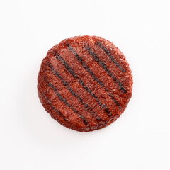 vegan beef burger on white background