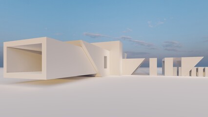 3d rendering architecture background building geometric shape