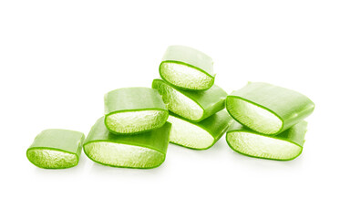 Aloe vera slices isolated on white background