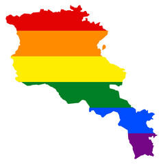 Obraz premium Armenia map with pride rainbow LGBT flag colors
