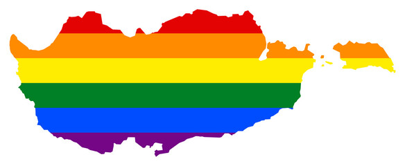 Cyprus map with pride rainbow LGBT flag colors