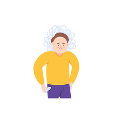 a man who is confused, dizzy, stressed or depressed because he ran out of money in his pants pocket. have no money or no income. Financial Problem. economy Crysis. character concept illustration