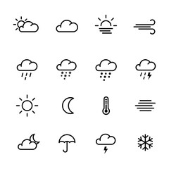 Isolated set of weather icons. Illustration for apps or websites.