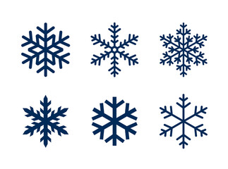 Obraz premium Blue set of snowflakes. Christmas symbols.