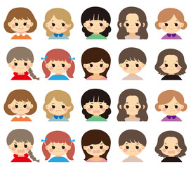 女の子の表情のイラスト