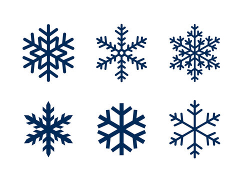Blue set of snowflakes. Christmas symbols.