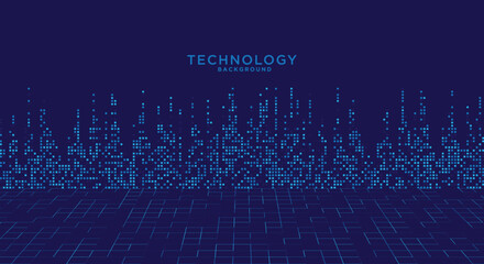 Digital data square blue pattern. Digital technology background.