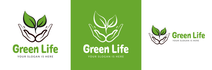 Green life logo, ecology, eco