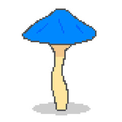 Pixel art illustration of an blue mushroom