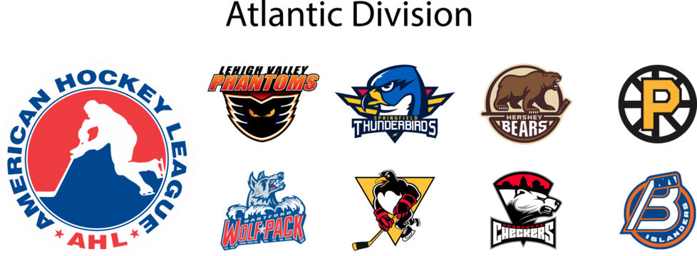 AHL season 2022-23. Bridgeport Islanders, Charlotte Checkers, Hartford Wolf Pack, Hershey Bears, Lehigh Valley Phantoms, Providence Bruins, Springfield Thunderbirds, Wilkes-Barre, Scranton Penguins