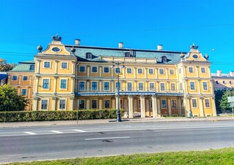 Fototapeta na wymiar The Menshikov Palace in Saint Petersburg, situated on Universitetskaya Embankment of the Bolshaya Neva on Vasilyevsky Island. A branch of the Hermitage Museum. Russia