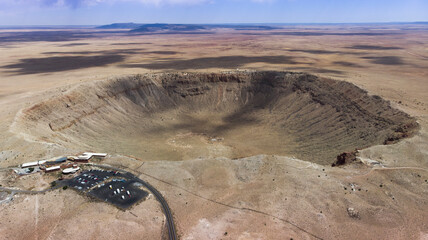 Flying above meteor crater