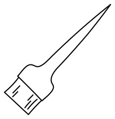Hair dye brush. Hairdressing equipment line sketch. Professional hair dresser tool. Hand drawn doodle icon. Barber symbol illustration