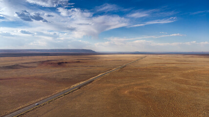 Flying above meteor crater road