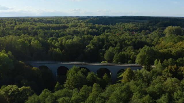 Aerial: the old Prussian viaduct in Rominta forest