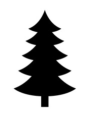 Black flat Christmas tree decoration, simple flat decorative illustration. PNG with transparent background