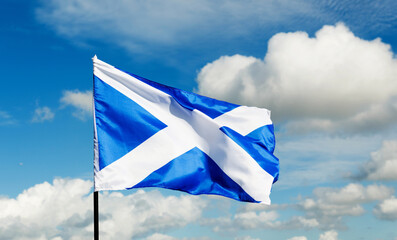 Scottish flag flying on windy