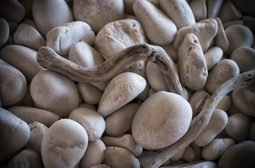 White pebble stones on the beach of Myrtos