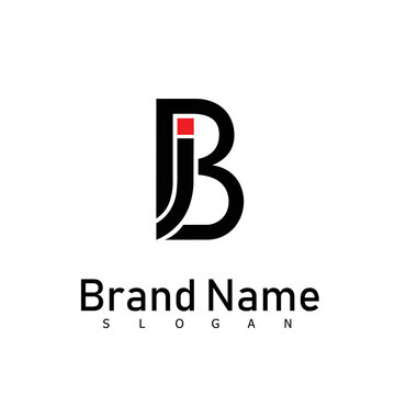 b j logo design letter symbol