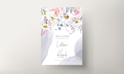 Naklejka na ściany i meble romantic hand drawn watercolor floral invitation card template
