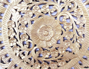 Carved wood wall close thai style