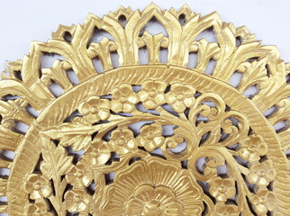 Carved wood wall close thai style