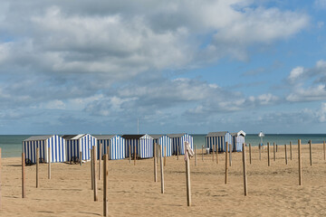 beach hut on the beach at De Panne, Belgium