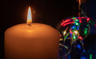 christmas candle and decorations