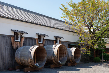 Building of old traditional Japanese-sake brewery in Fushimi, Kyoto, Japan