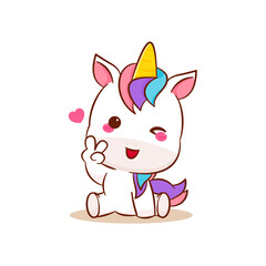 Cute magical pegasus unicorn cartoon vector. Pony cartoon kawaii animal. Isolated on a white background. 