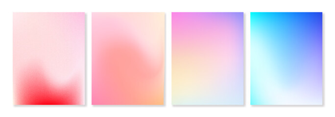 Set of vector gradient backgrounds with grainy textureю For covers, wallpapers, branding, business cards, social media and other projects. You can use the grainy texture for any of the backgrounds.
