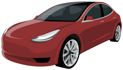Red electric car